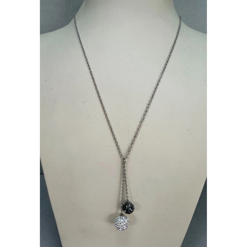 Agatha France Sterling Silver Necklace Crystal Pom Pom Balls Cognac Honey 925